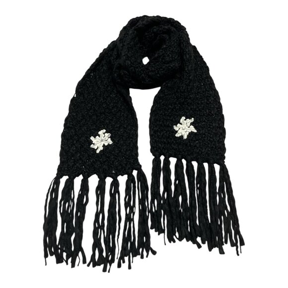 Charming Charlie Black Knit Scarf with Snowflake Appliqué – 94” – NWT - Picture 1 of 5